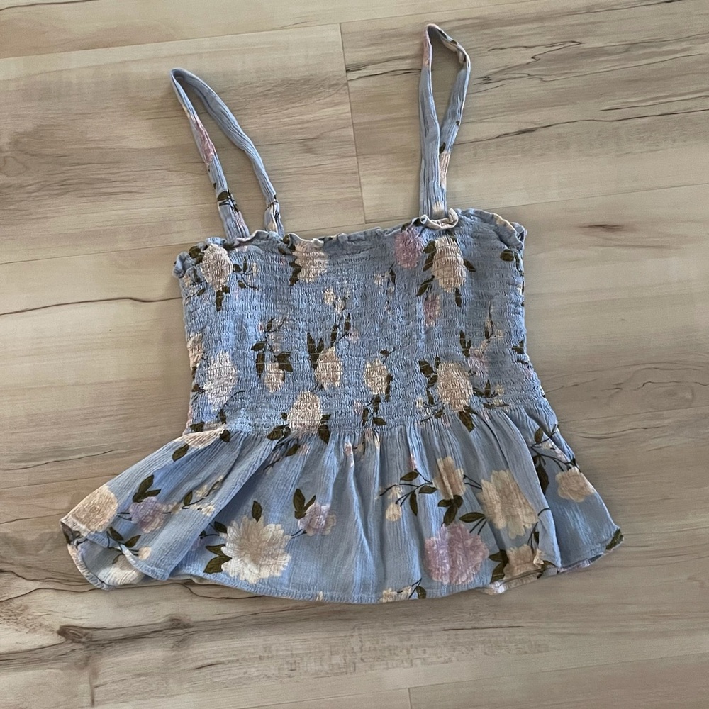peplum soft floral tank top american eagle